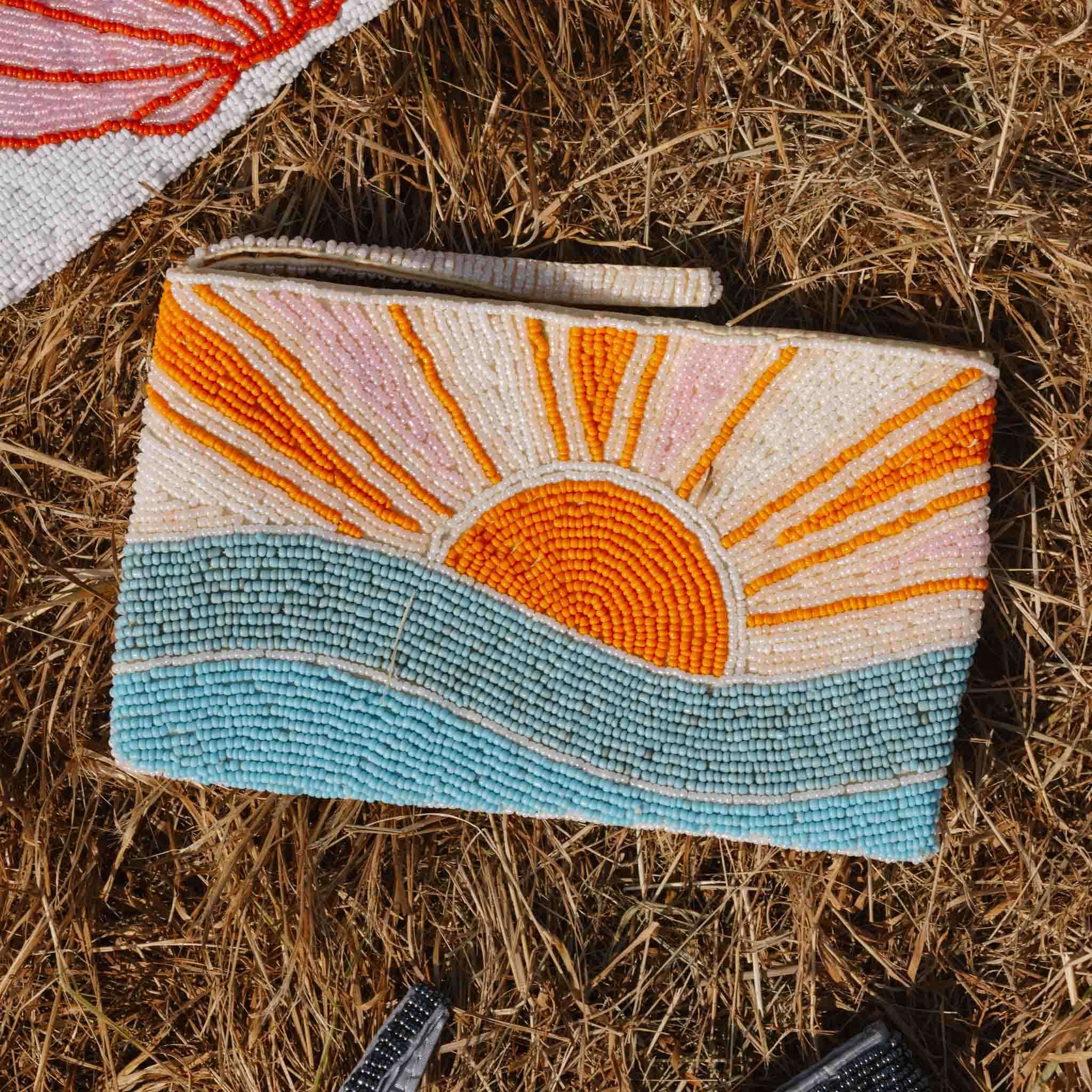 Large Sunrise Beaded Pouch
