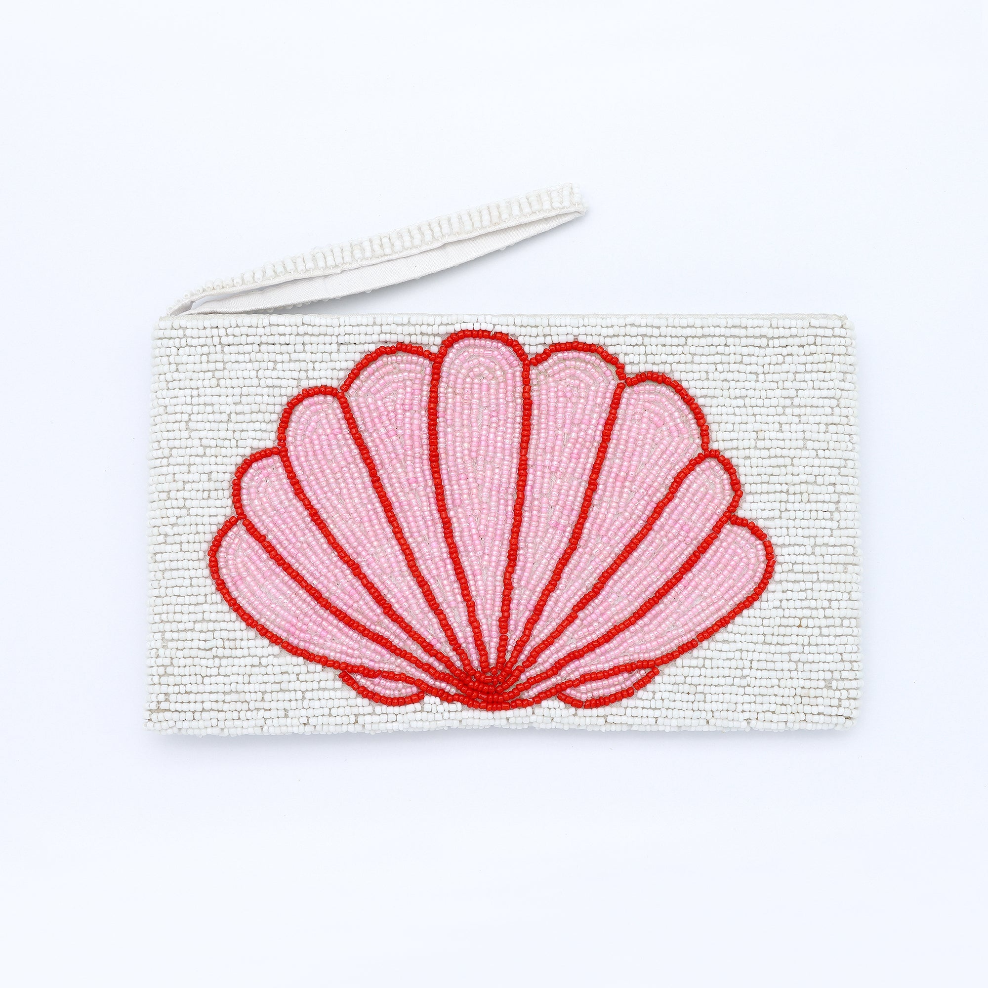 Large Shell Beaded Pouch Pineapple Island