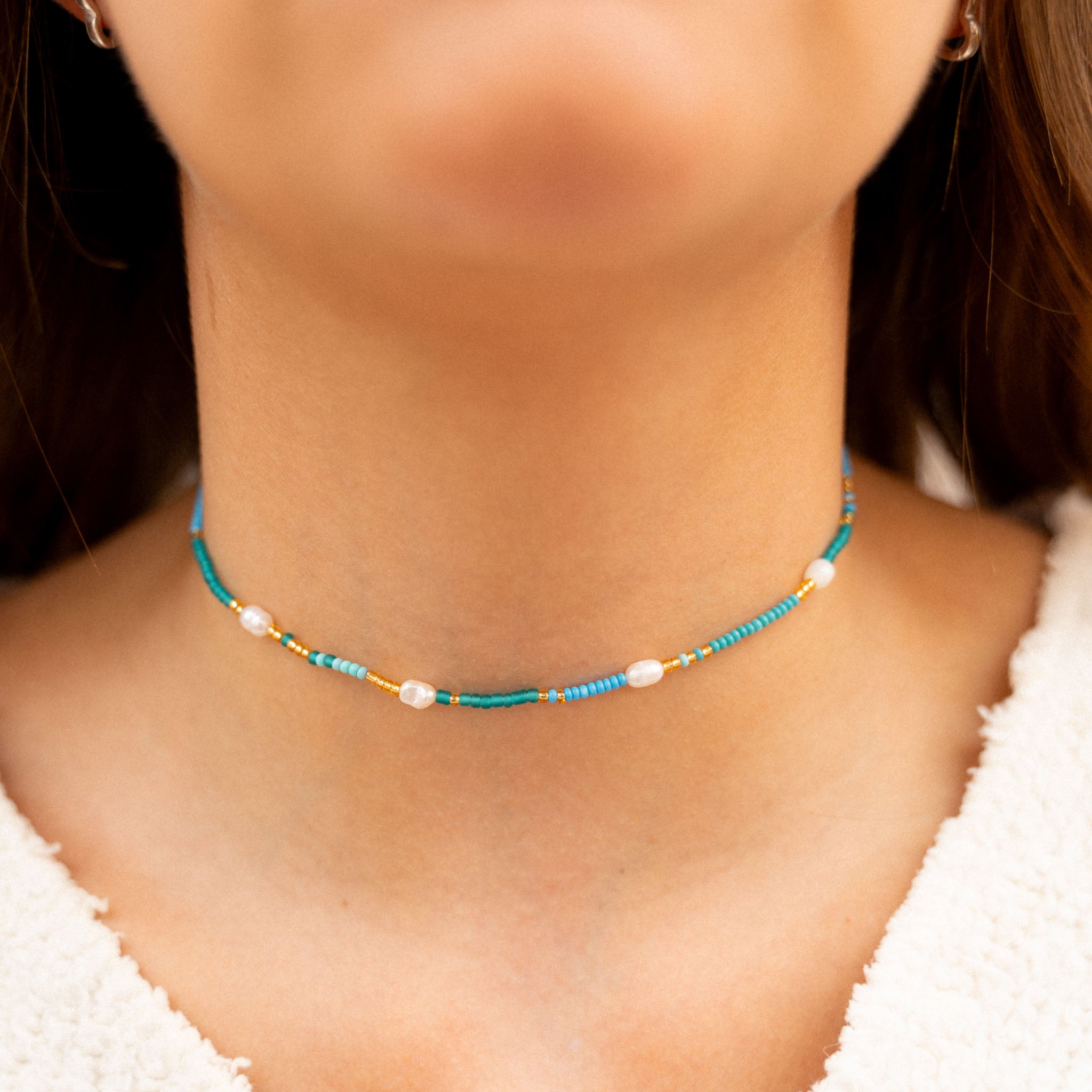 Giada Cinta Pearl Beaded Surf Necklace - Pineapple Island