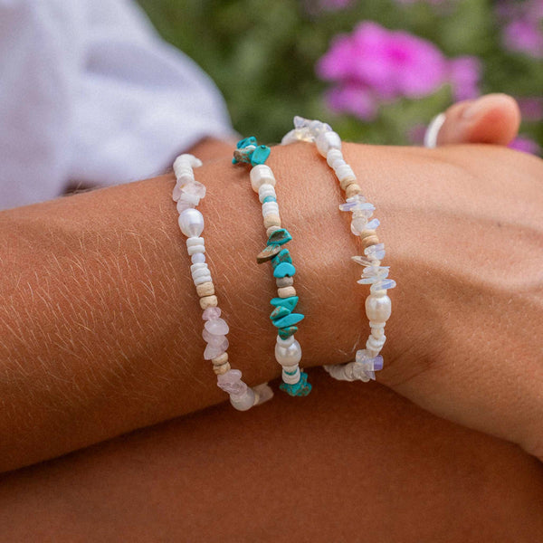 Love is Here Natural Stone, Pearl & Shell Bracelet - Pineapple Island