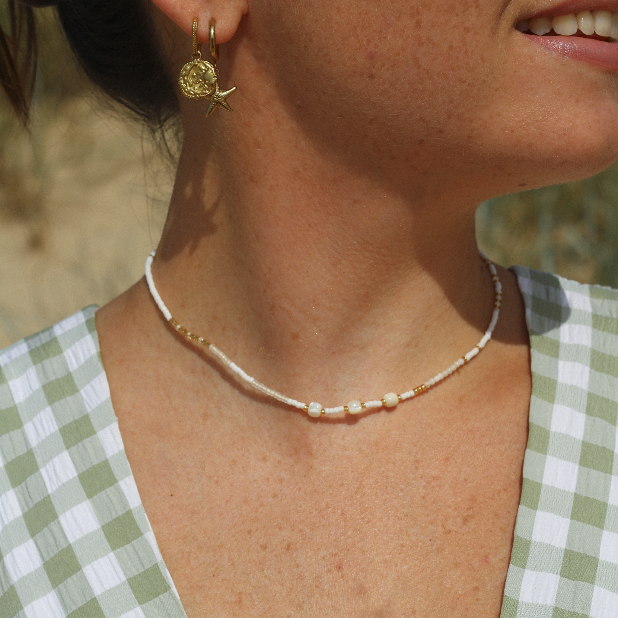 Pasir Mother of Pearl Beaded Necklace Pineapple Island