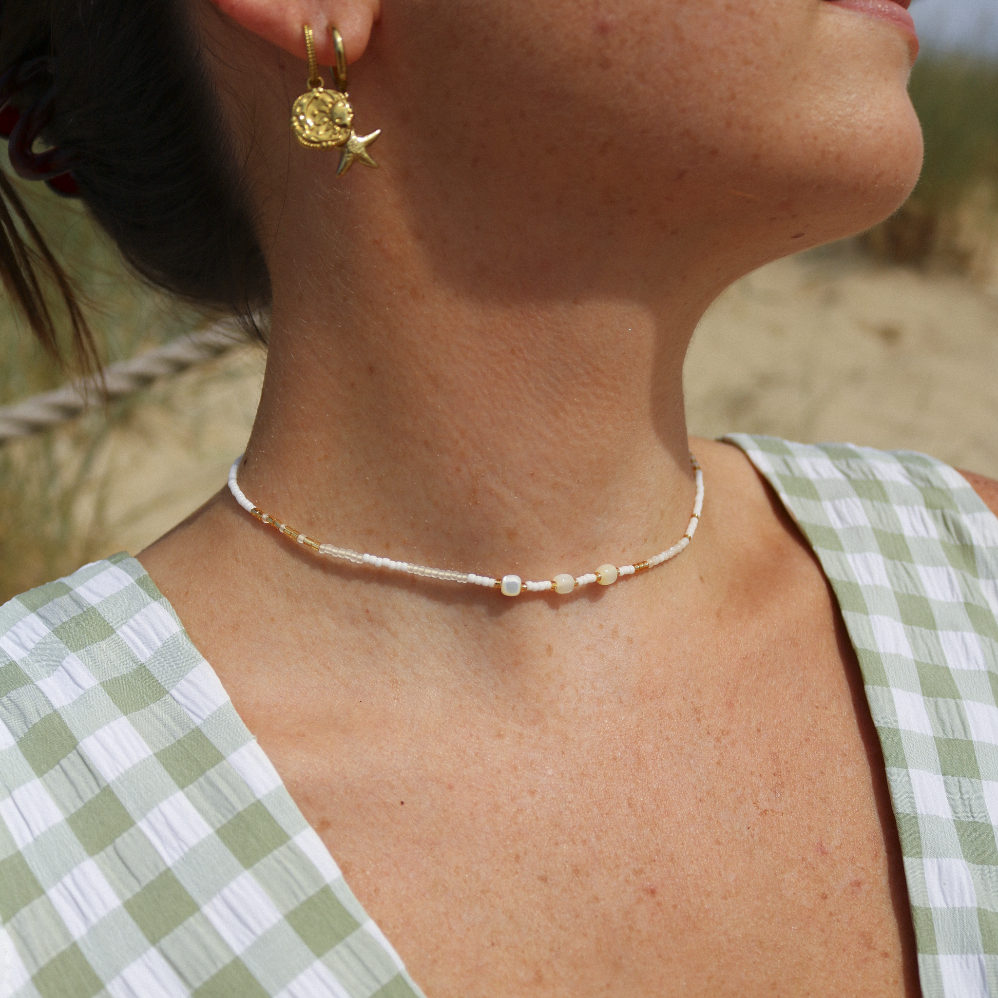 Pasir Mother of Pearl Beaded Necklace Pineapple Island