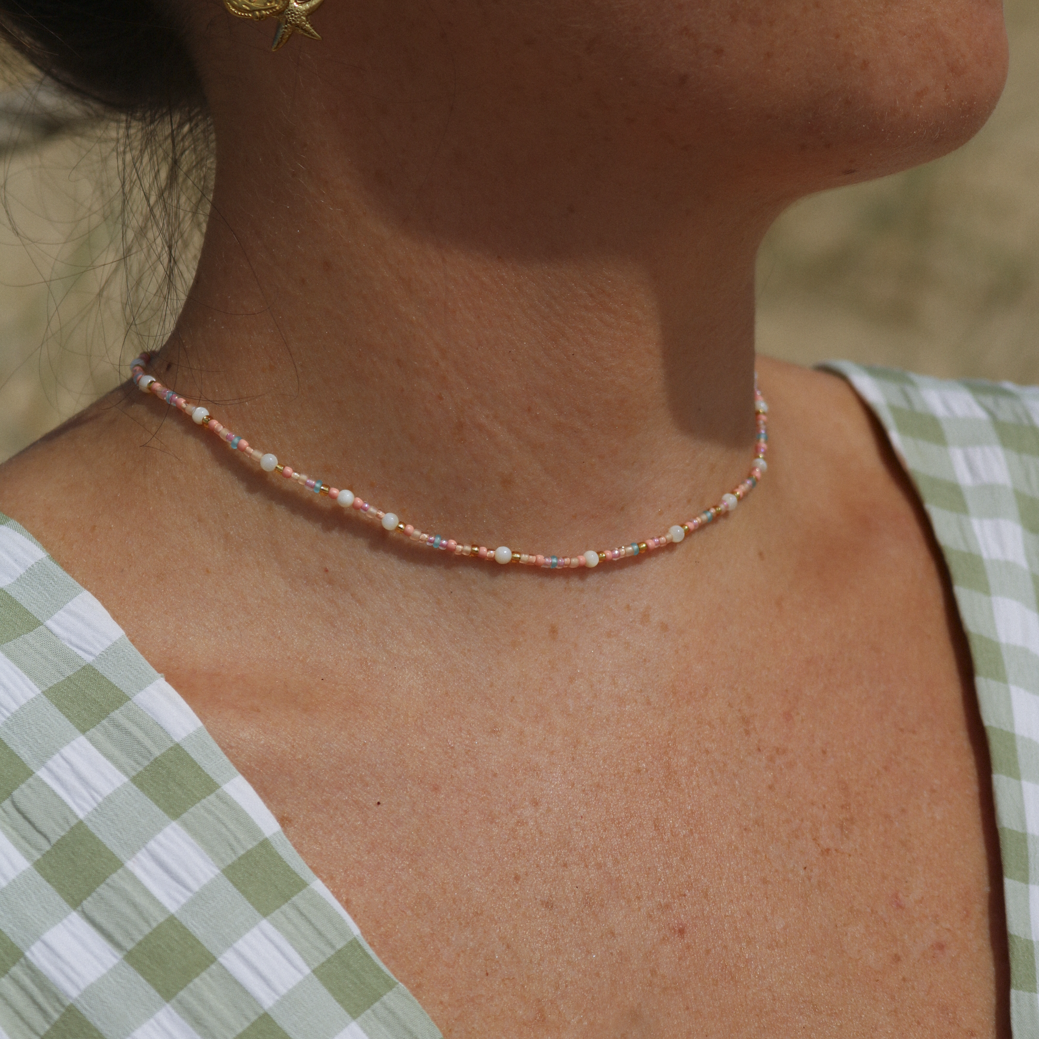 Surya Golden Beaded Necklace Pineapple Island
