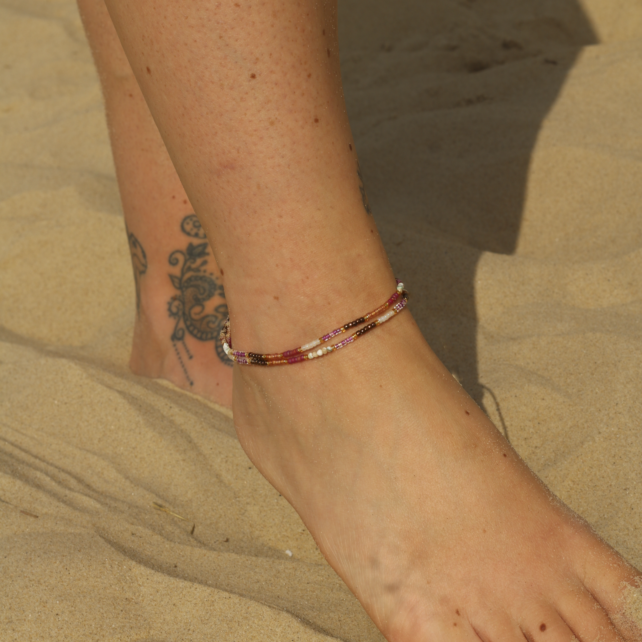 Berkilau Warm Tone Beaded Anklet Pineapple Island