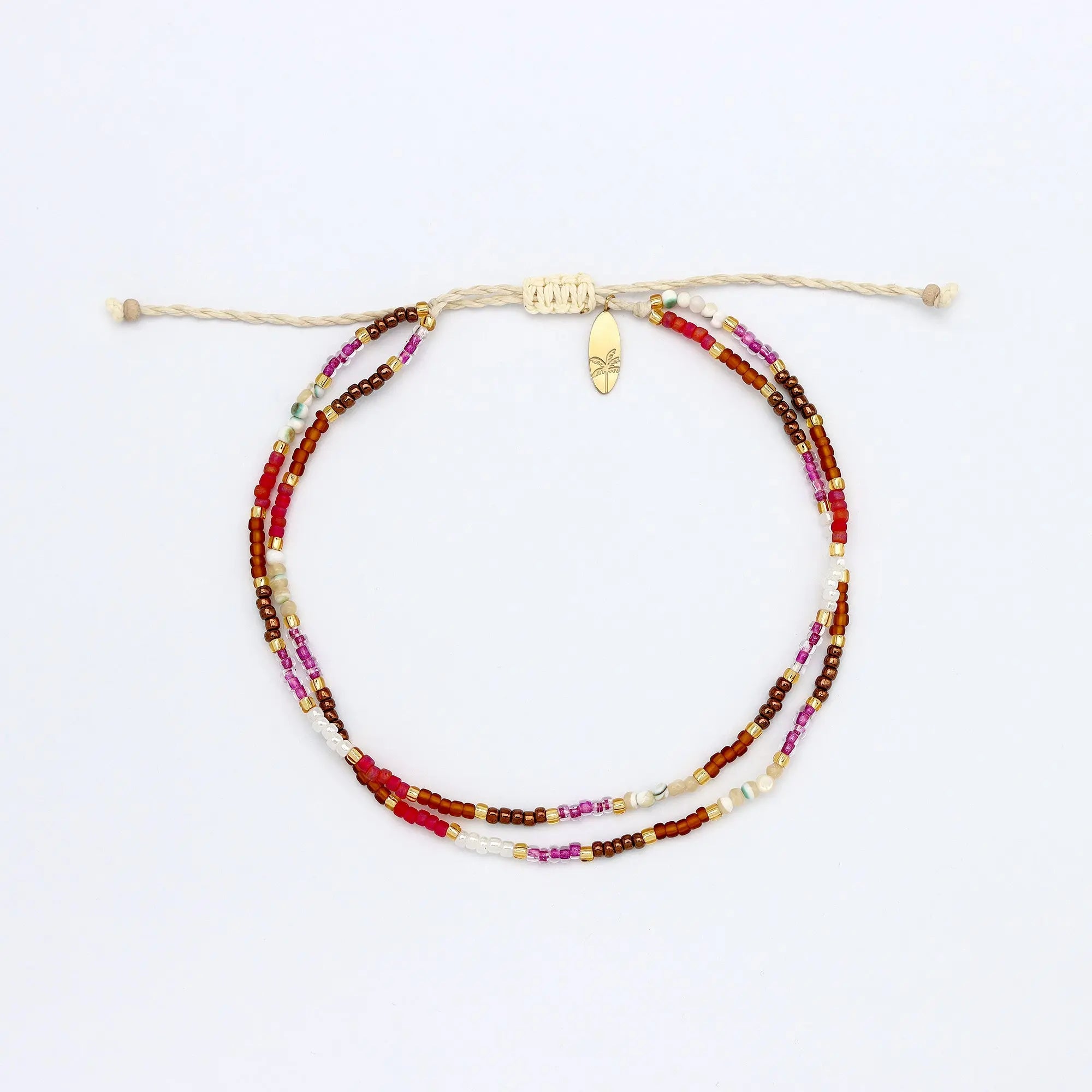 Berkilau Warm Tone Beaded Anklet Pineapple Island