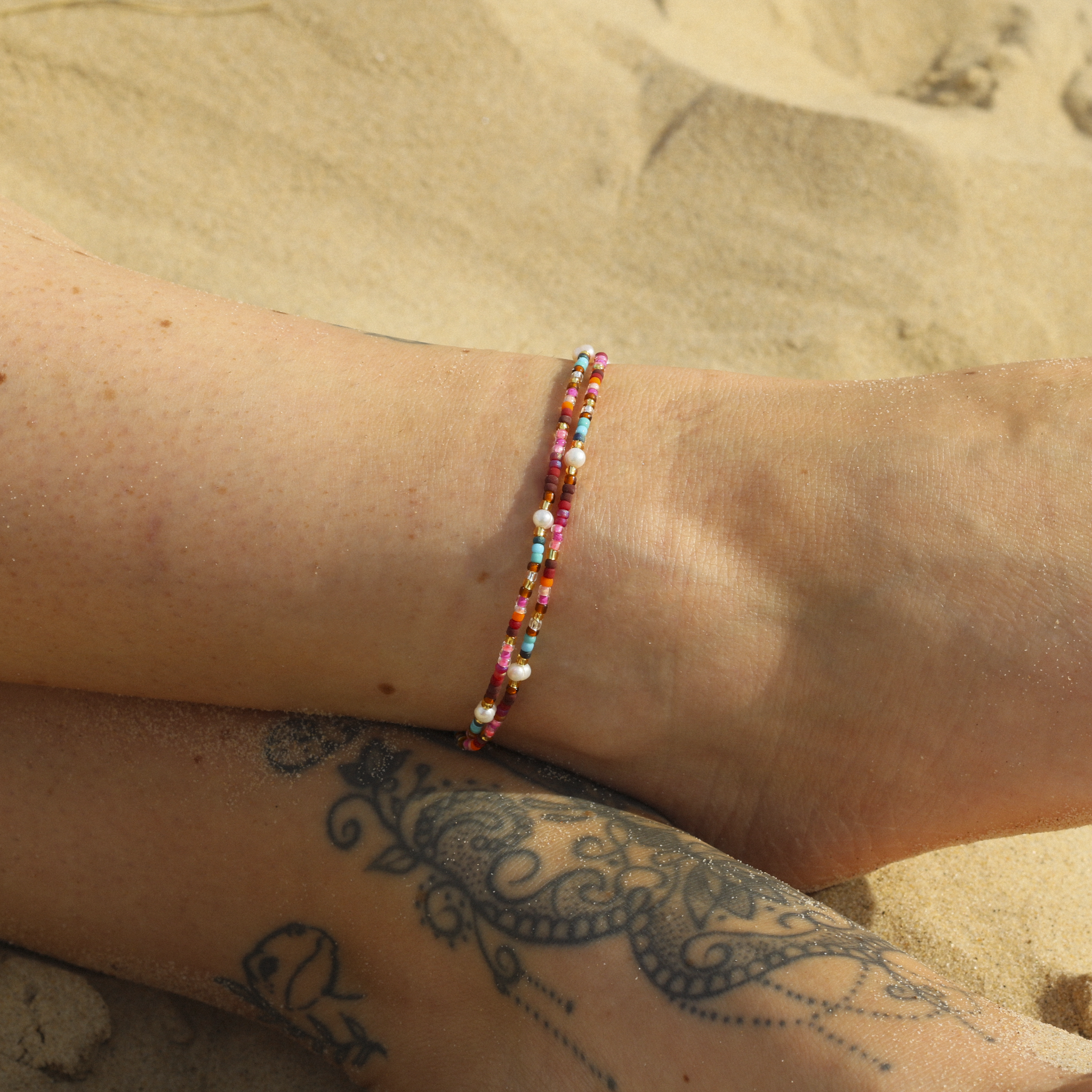 Merah Dainty Beaded Anklet Pineapple Island