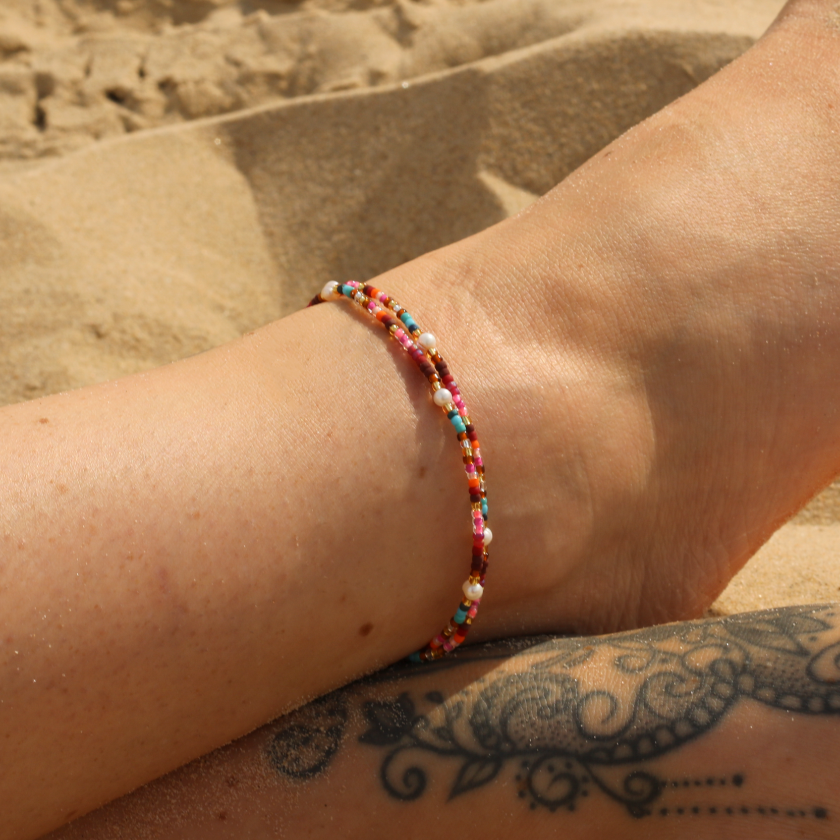 Merah Dainty Beaded Anklet Pineapple Island
