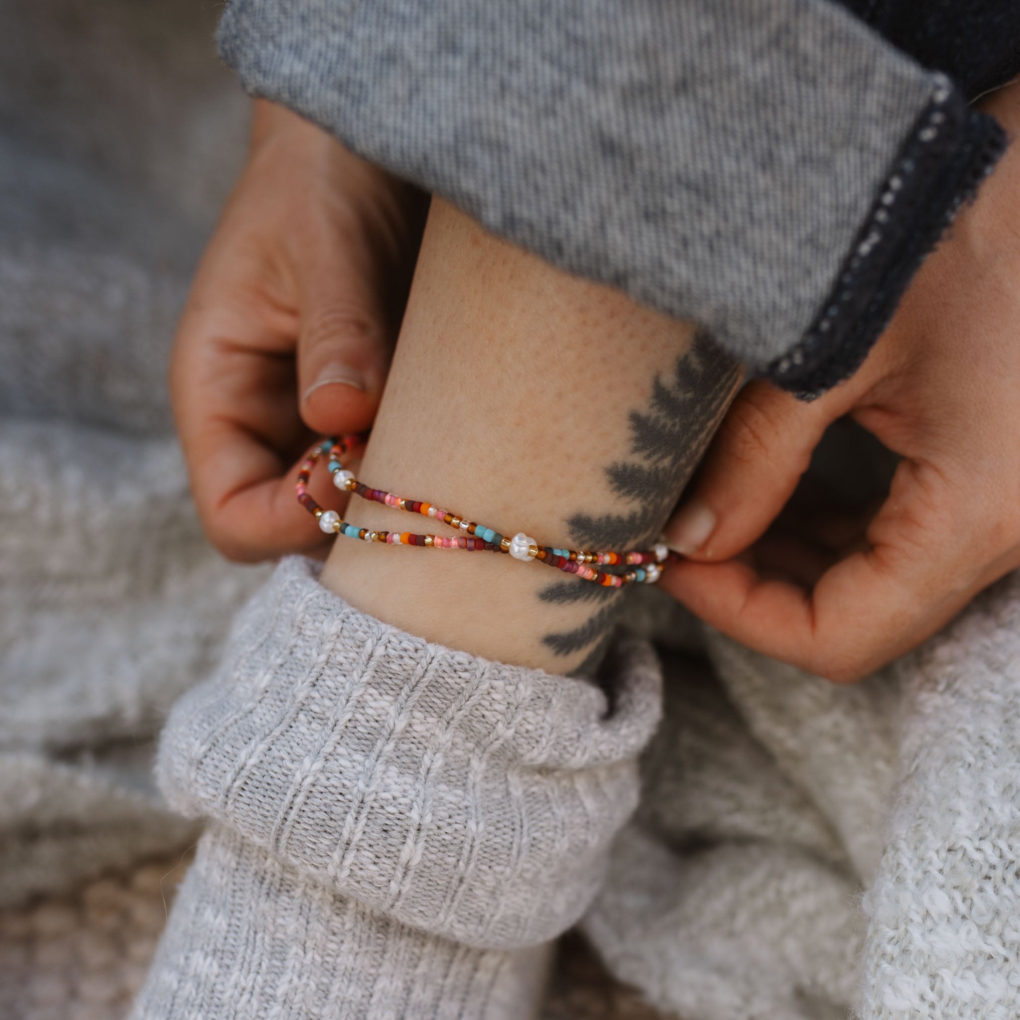 Merah Dainty Beaded Anklet