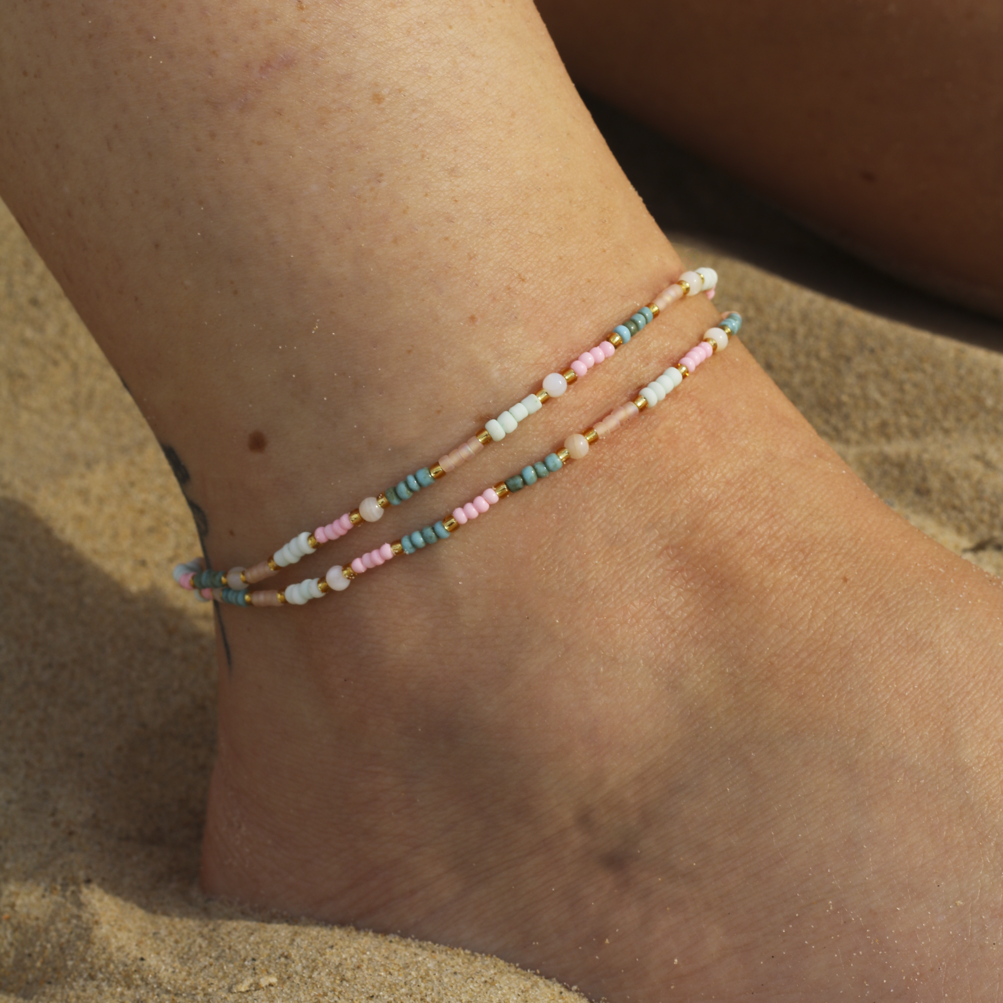 Kemboja Pastel Beaded Anklet Pineapple Island