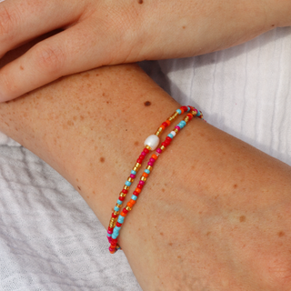 Senja Pink Beaded Pearl Bracelet