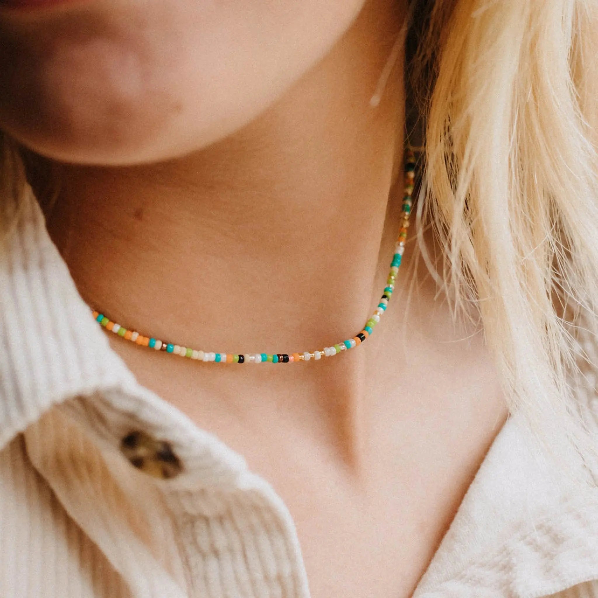 Alila Dainty Beaded Choker Necklace - Pineapple Island