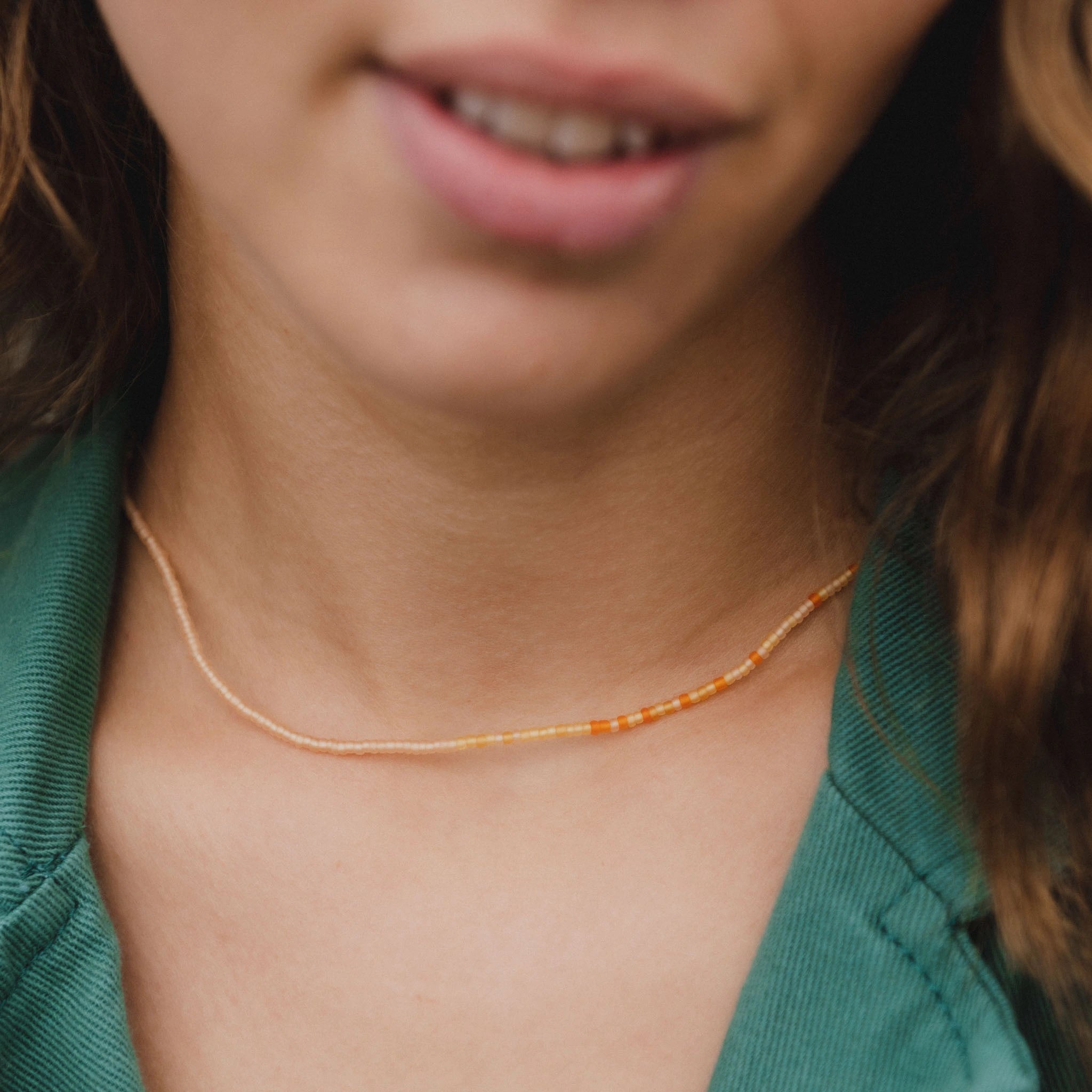 Trikora Dainty Beaded Choker Necklace Orange - Pineapple Island