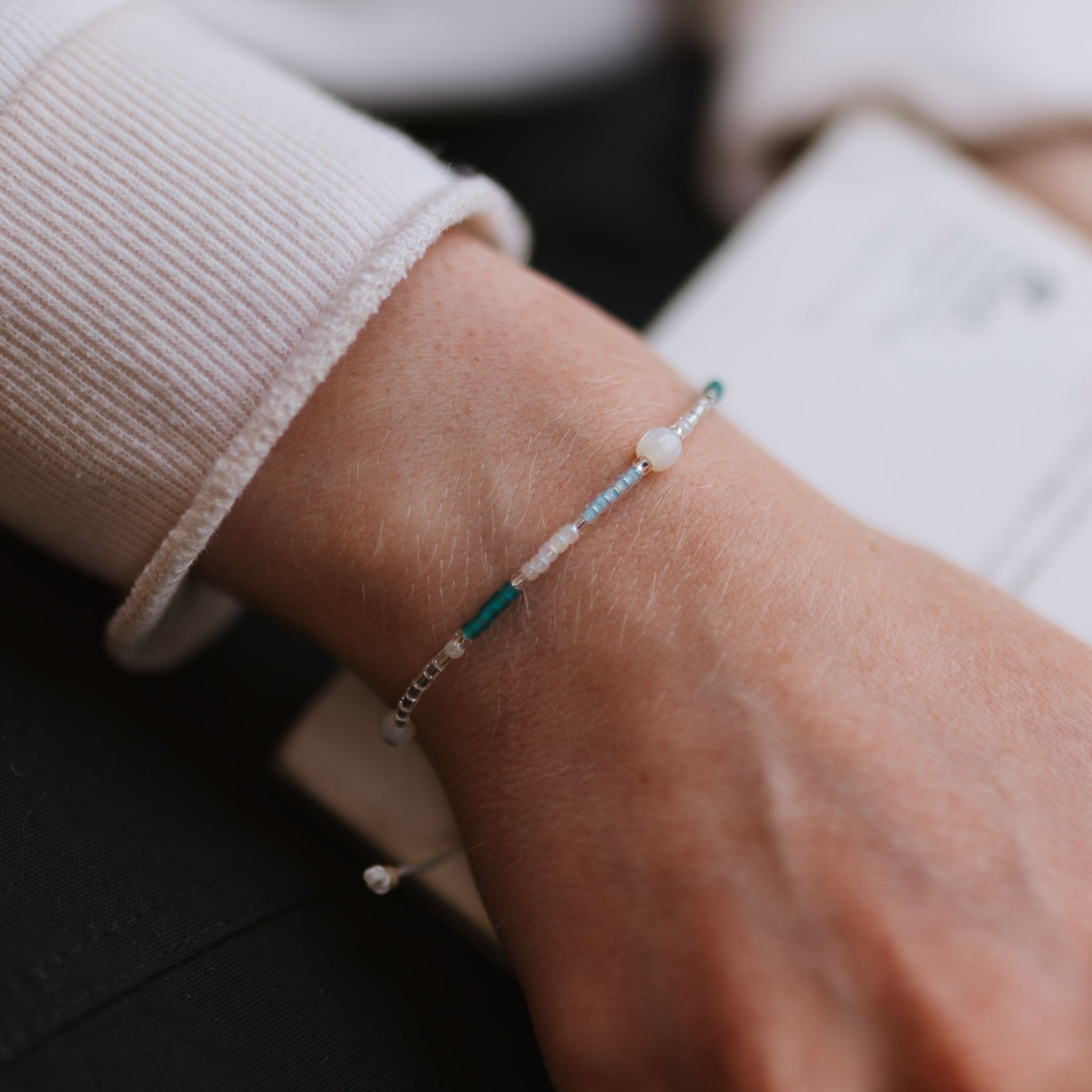 Blizzard Silver Beaded Bracelet