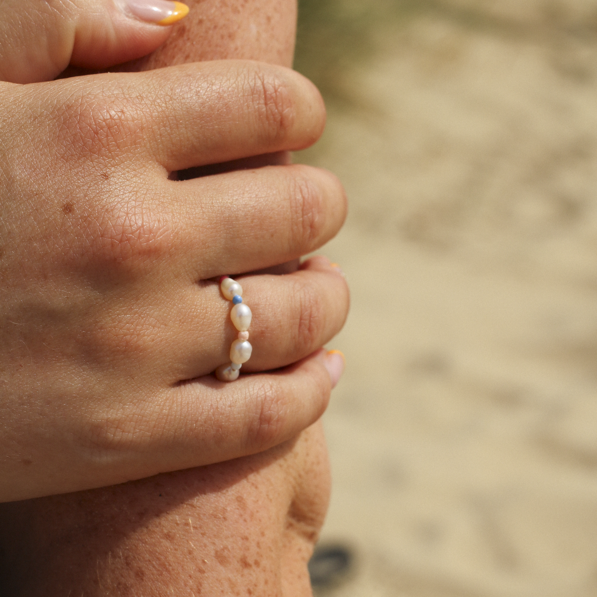 Cahaya Beaded Stretchy Pearl Ring Pineapple Island