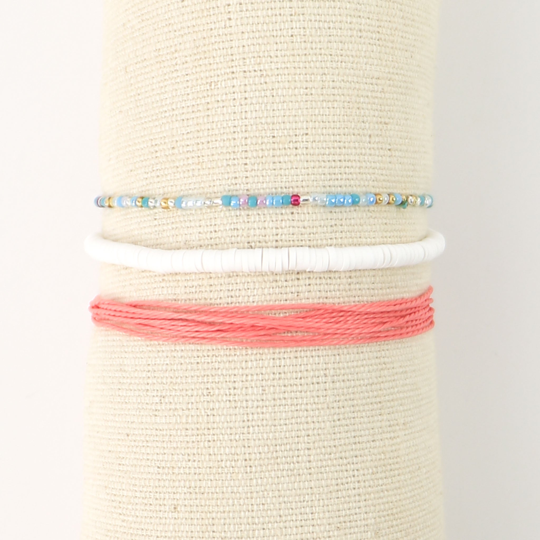 Boracay Colourful Beach Bracelet Set made with clay beads and sea beads.