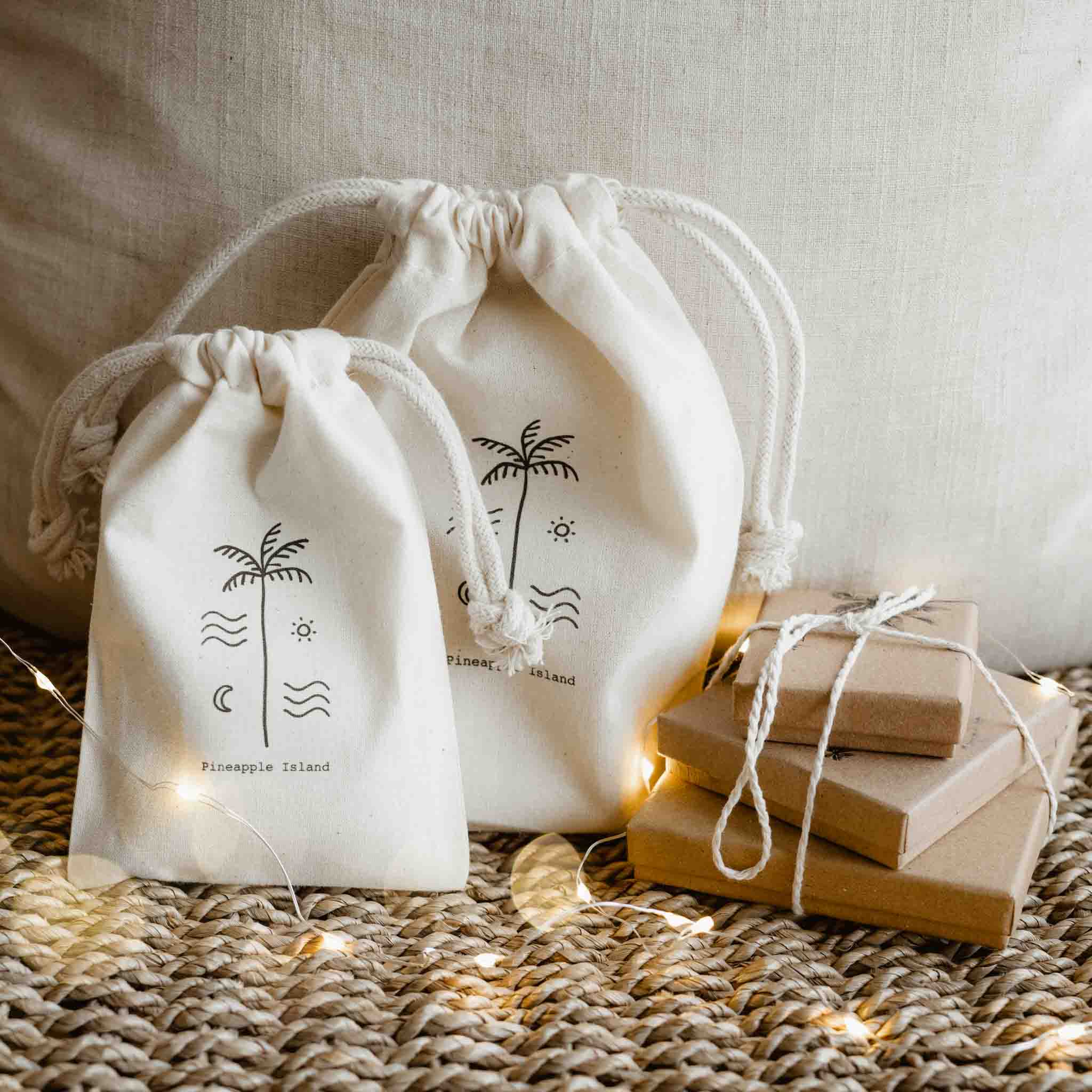 Medium Organic Cotton Gift Bag (fits 5+ Products) - Pineapple Island