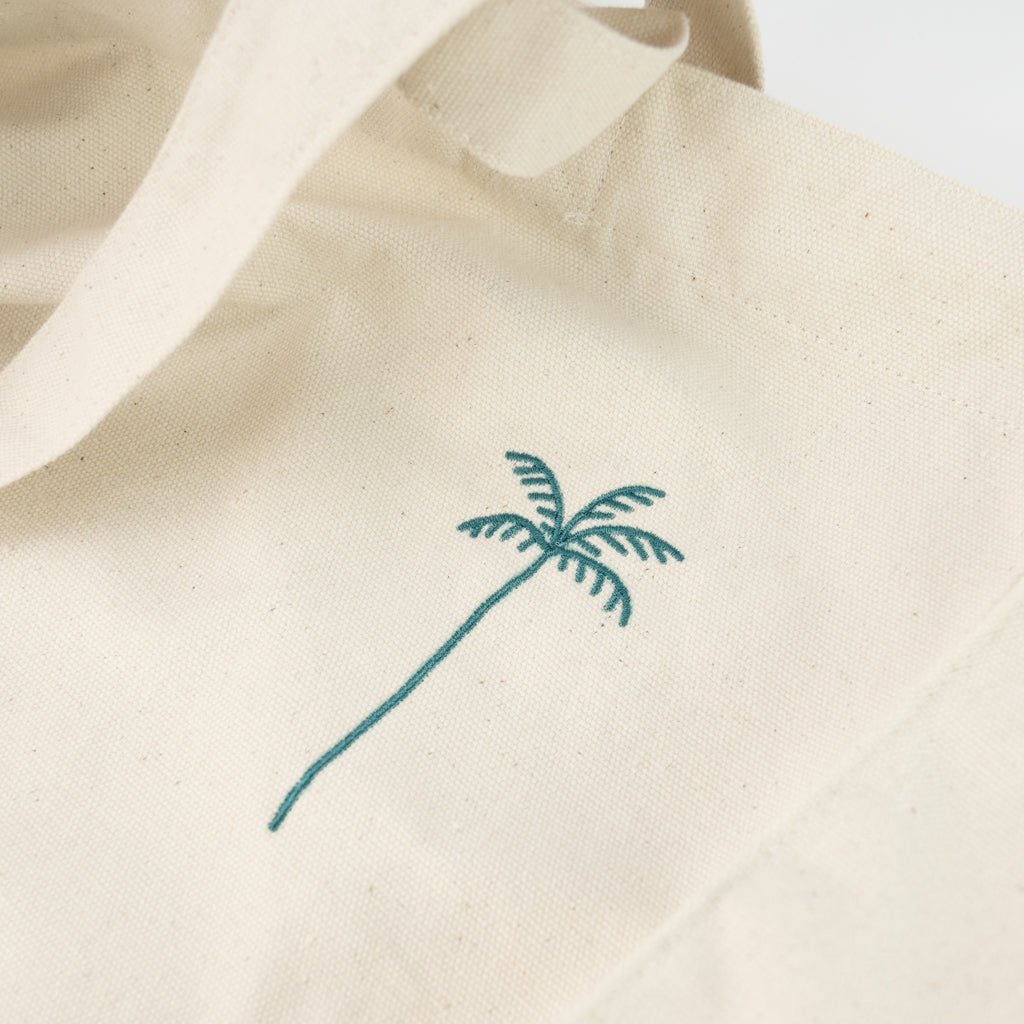 Palm Tree Embroidered Tote Bag - Pineapple Island