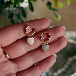 Aloha Mother of Pearl Heart Charm Earrings