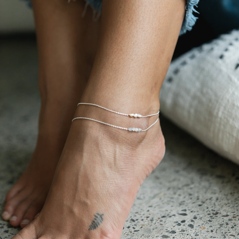 White Sand Stone Anklet Pineapple Island