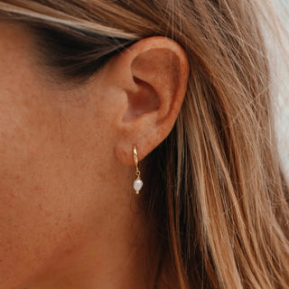 Asri Freshwater Pearl Huggie Hoop Earrings - Pineapple Island