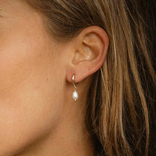 Asri Freshwater Pearl Huggie Hoop Earrings - Pineapple Island