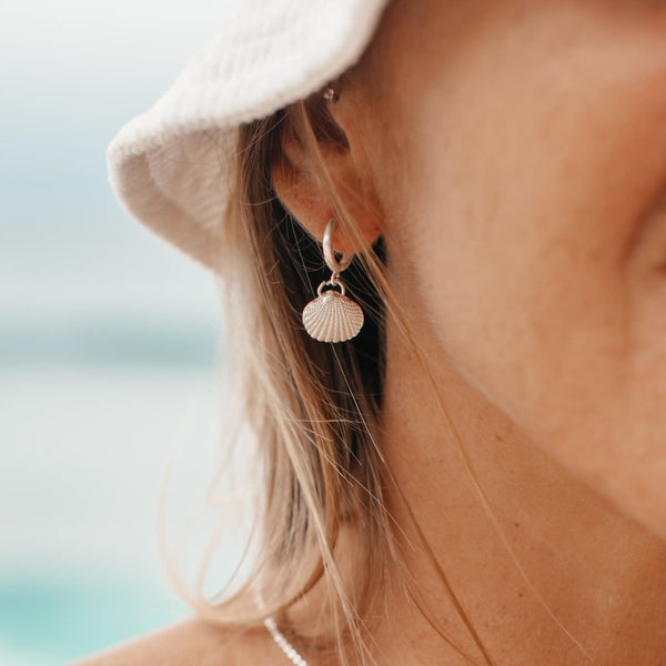 Asri Seashell Plated Huggie Hoop Earrings - Pineapple Island