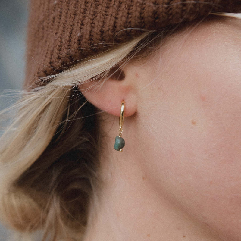 Asri Natural Stone Huggie Earrings - Gold Plated - Pineapple Island