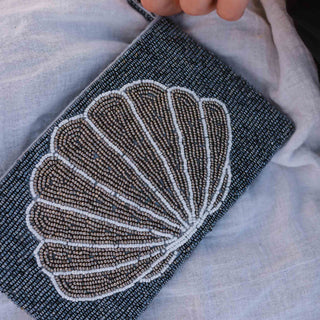 Large Shell Beaded Pouch - Pineapple Island