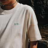 Wave Embroidered Oversized T-Shirt - Pineapple Island
