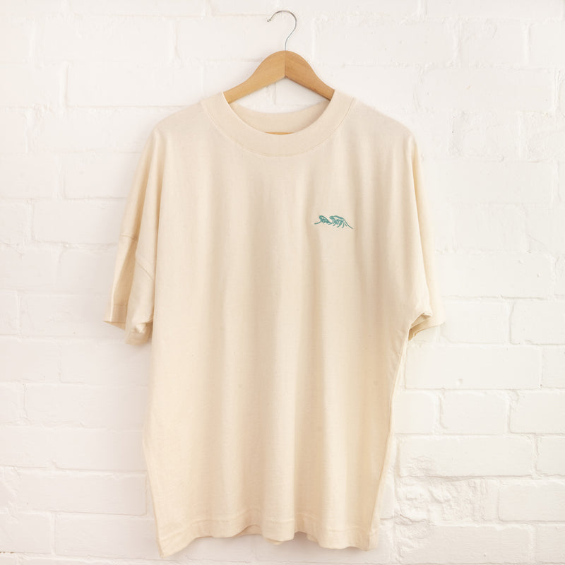 Wave Embroidered Oversized T-Shirt - Pineapple Island