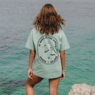 At Home in the Water Black Print Sustainable T-Shirt - Pineapple Island