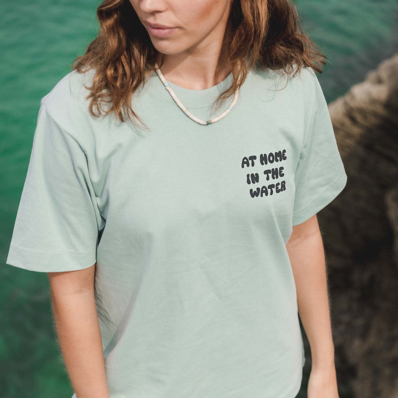 At Home in the Water Black Print Sustainable T-Shirt - Pineapple Island