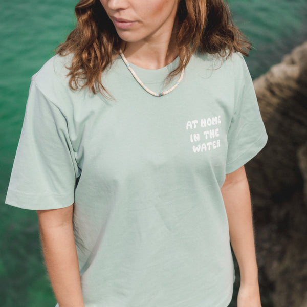 At Home in the Water White Print Sustainable T-Shirt