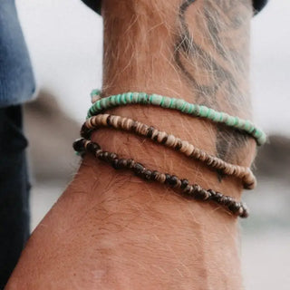 Beaded Beach Bracelet Set made with coconut wood beads - Pineapple Island