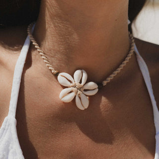 Plumeria Shell & Cord Adjustable Necklace - Pineapple Island