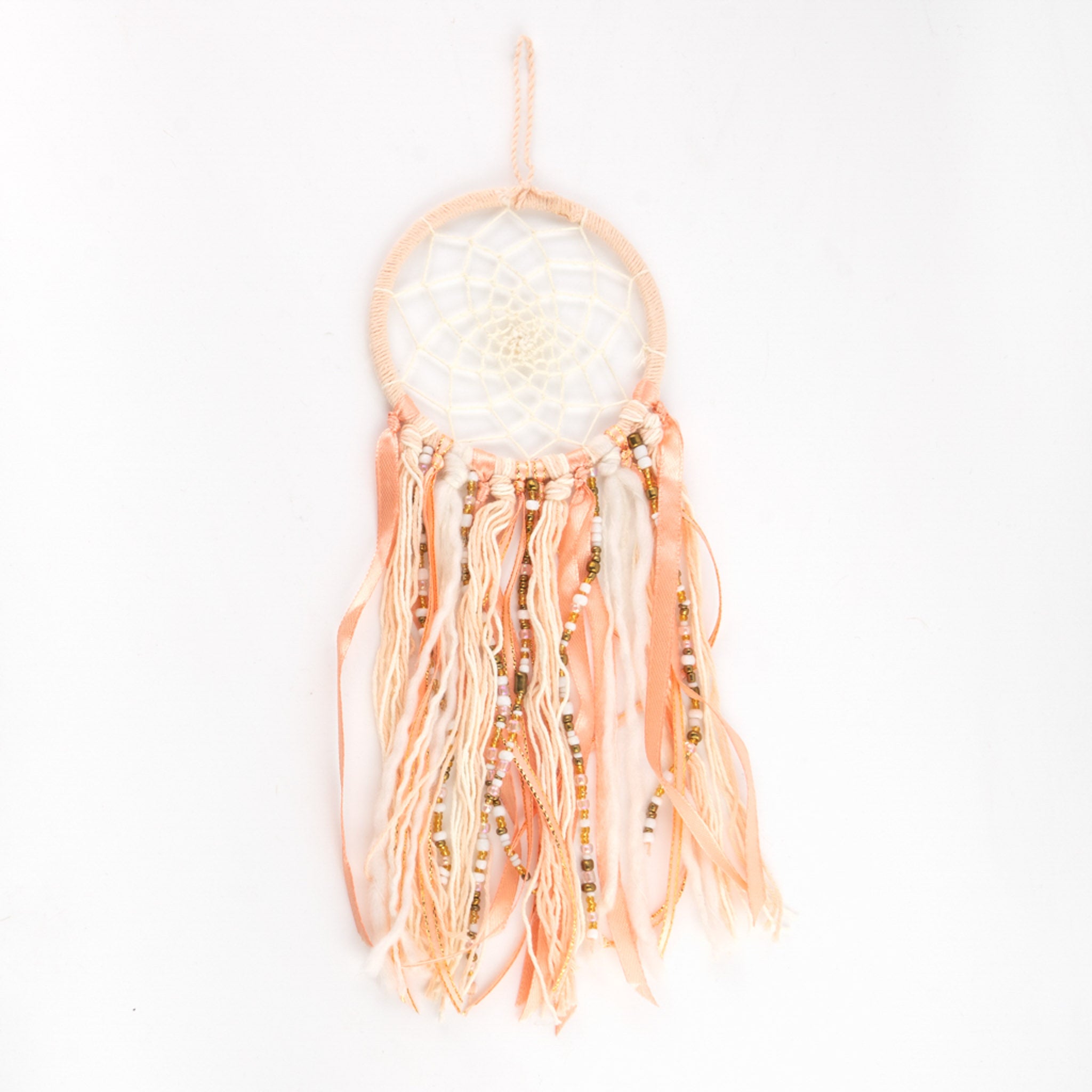 Soft Orange Beaded Dreamcatcher