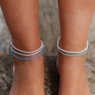 Ka'anapali Frosted Glass Beaded Anklet Pineapple Island