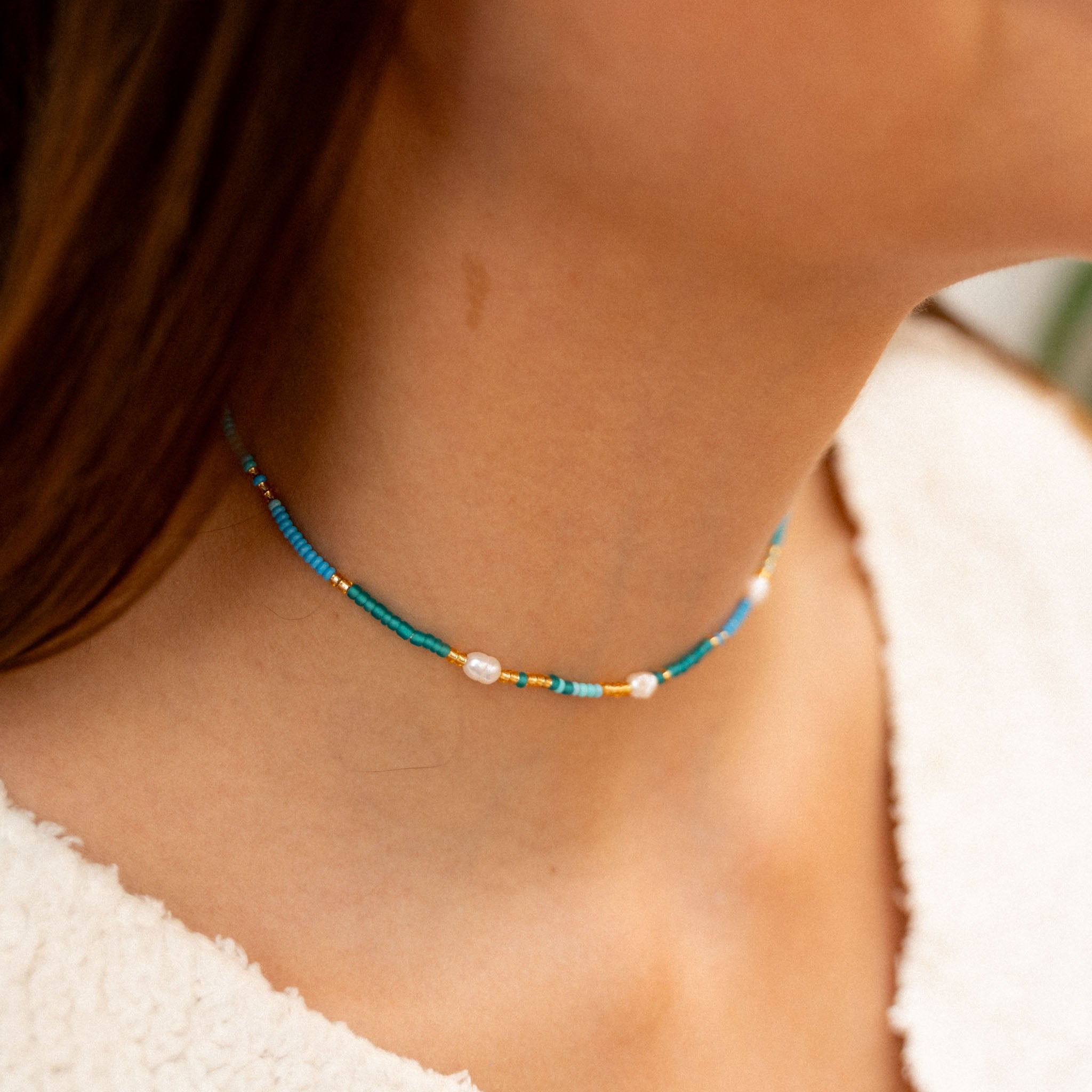 Giada Cinta Pearl Beaded Surf Necklace - Pineapple Island