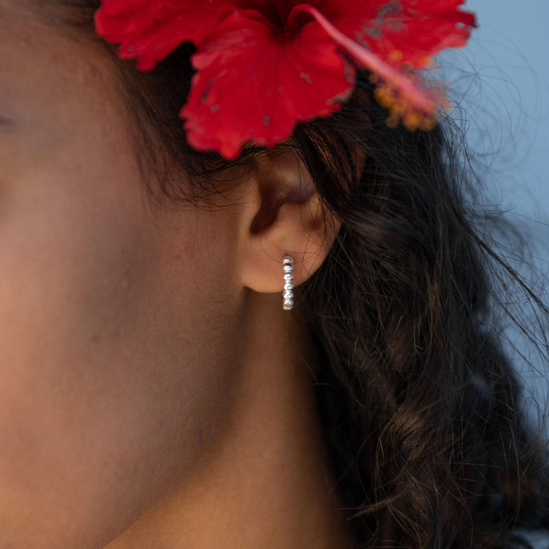 Dainty Dot Huggie Hoop Earrings Pineapple Island