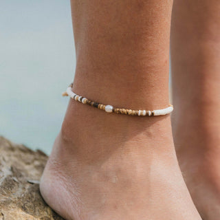 Kauai Puka Shell & Pearl Anklet Pineapple Island