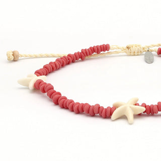 Flower & Pink Starfish Beaded Anklet Set - Pineapple Island