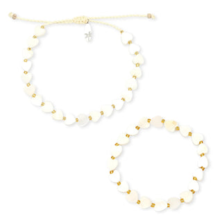 Mini Mother of Pearl Heart Bracelet Set - Pineapple Island