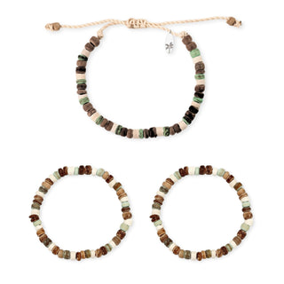 Mini Laut Turquoise & Wood Beaded Bracelet Set - Pineapple Island