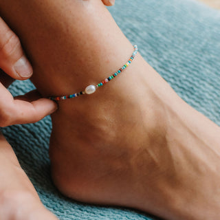 Matira Freshwater Pearl Beaded Anklet - Rainbow - Pineapple Island