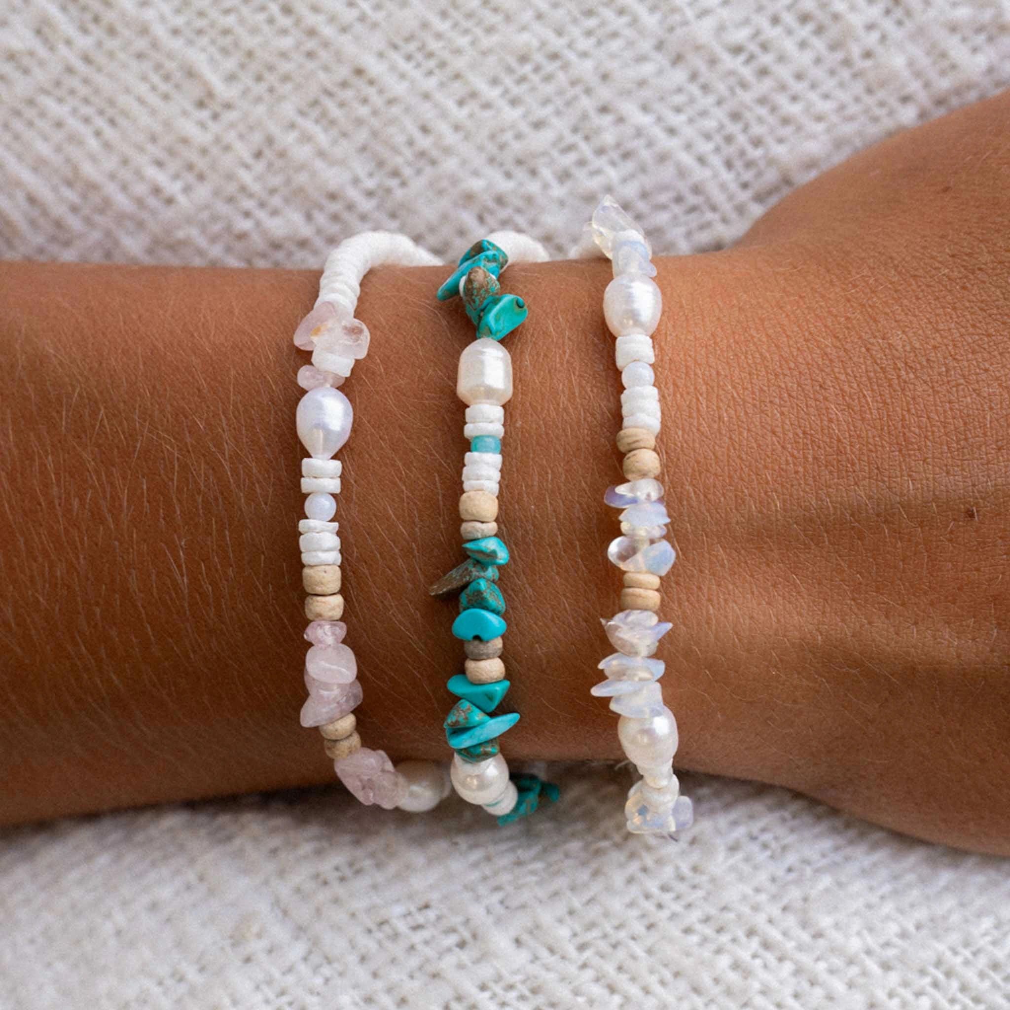 Love is Here Natural Stone, Pearl & Shell Bracelet - Pineapple Island