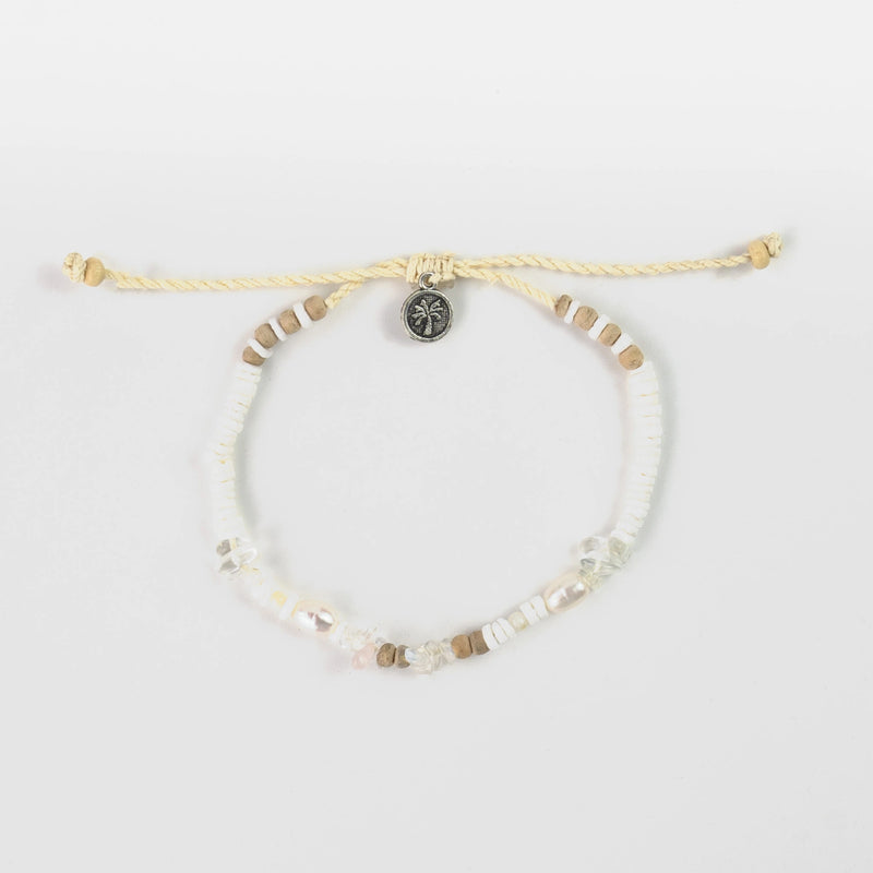"Love is Here" Natural Stone, Pearl & Shell Anklet - Pineapple Island