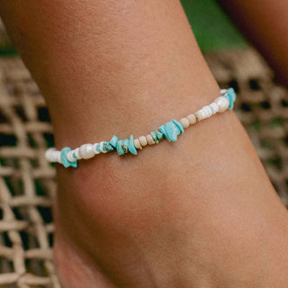 Love is Here Natural Stone, Pearl & Shell Anklet Set - Pineapple Island