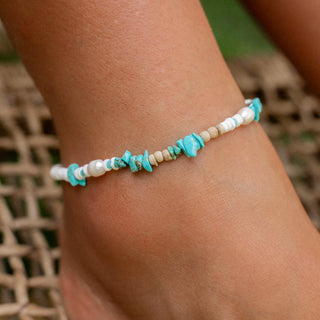 Love is Here Natural Stone, Pearl & Shell Anklet - Pineapple Island