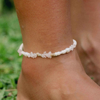 Love is Here Natural Stone, Pearl & Shell Anklet Set - Pineapple Island