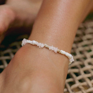 Love is Here Natural Stone, Pearl & Shell Anklet Set - Pineapple Island